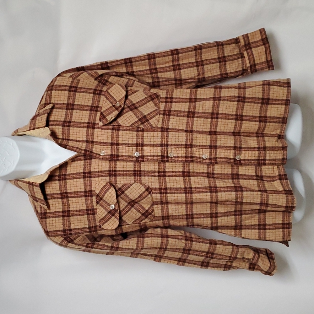 Vintafe Van Cort Flannel Wool Blend Plaid Button Front Shirt Jacket Shacket